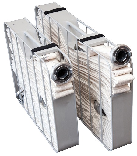 Noszak (Kaseton) stalowy na 2 pożarnicze węże tłoczne 52 z otwieraną ścianą boczną