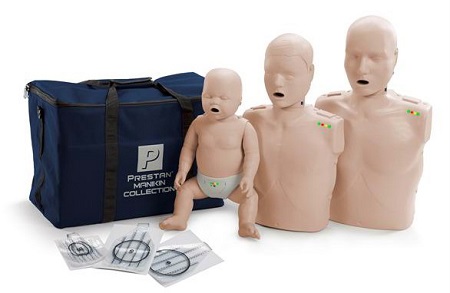 Fantom PRESTAN rodzina – 3 manekiny szkoleniowe z LED oraz defibrylator szkoleniowy XFT 120C+